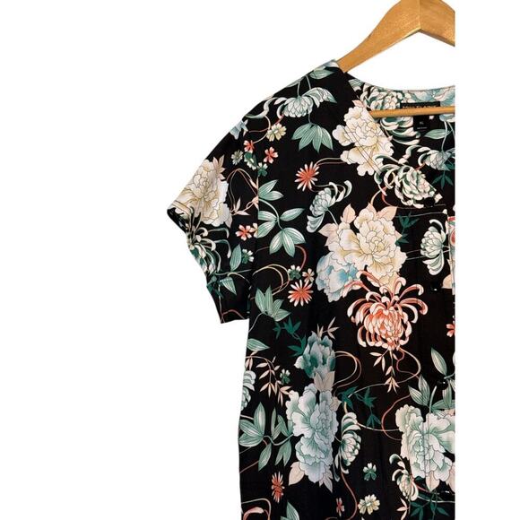 Miss Elaine Women Floral Short-Sleeve Retro Housecoat Snap Robe Sz XL Black NWT - Picture 3 of 9